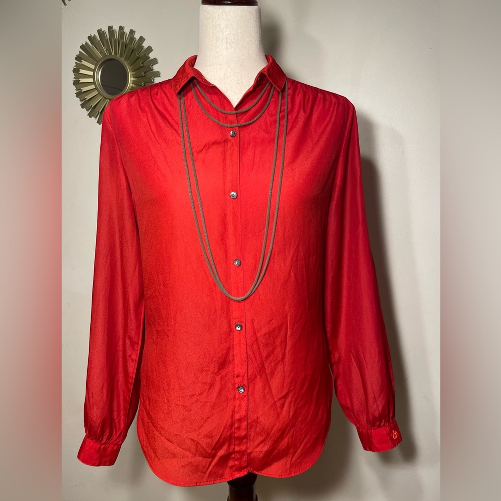 Vintage 70s / 80s Gloria Vanderbilt Red Blouse - Size 10